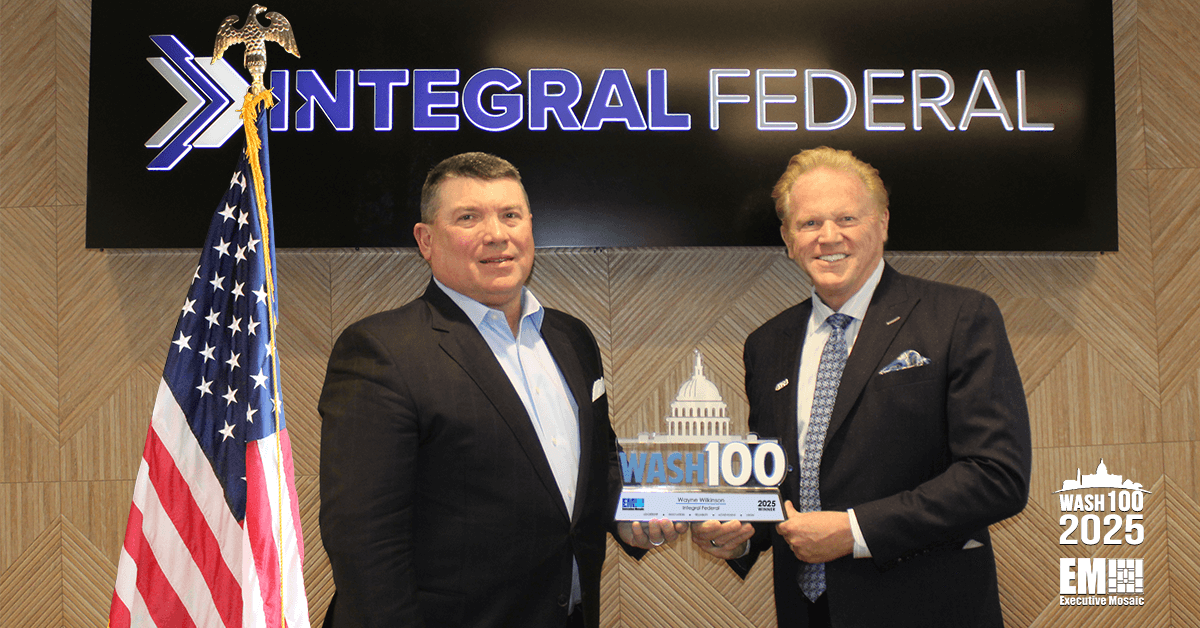 Integral Federal's Wayne Wilkinson Accepts 2025 Wash100 Award - top government contractors - best government contracting event